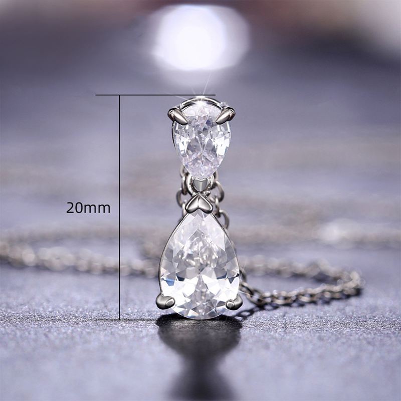 Kalung Liontin Kristal Cubic Zirconia Bentuk Pir Sederhana Dan Elegan Untuk Wanita Mewah Fashion Lady Perhiasan Pesta Pernikahan