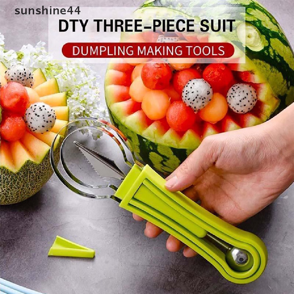 Sunshine Sendok 3in1 Melon Baller Scoop Stainless Steel Pumpkin Cutter Alat Ukir Buah Set ID