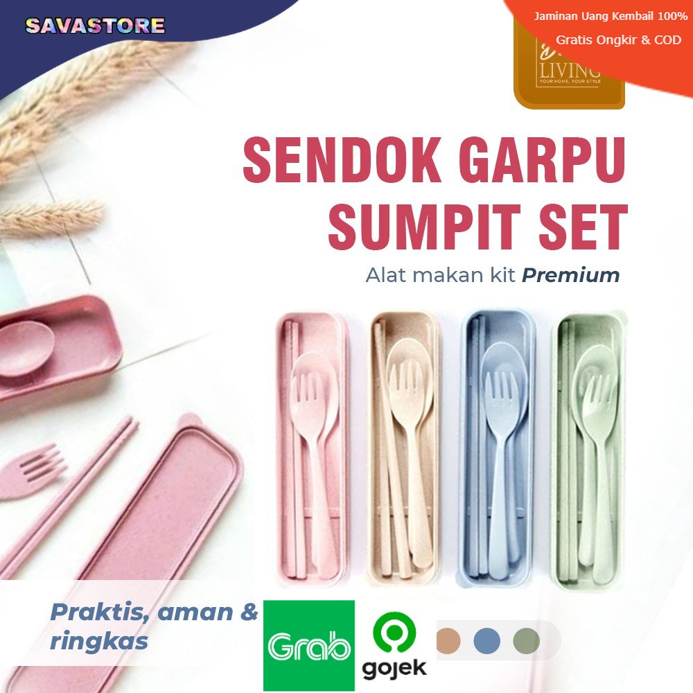 Sendok Sumpit Garpu Set Premium Home Living Alat Makan Traveling