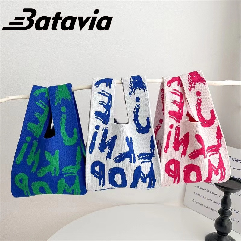 Batavia 2023 Baru penyimpanan indah tas rajutan portabel kecil yang kuat dan tahan lama gaya ledakan bag BAG27
