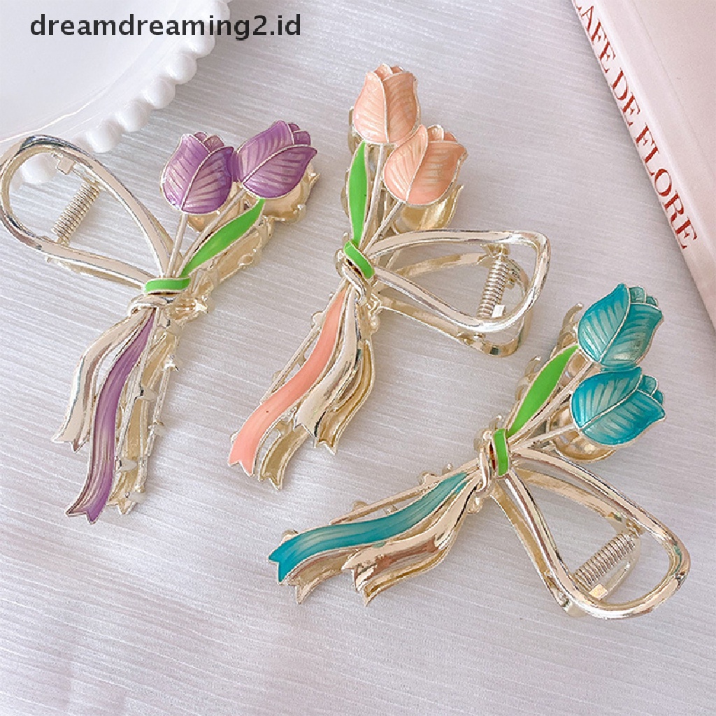 (hot) Bunga Tulip Hair Claw Headband Jepit Rambut Aksesoris Rambut Untuk Wanita Hair//