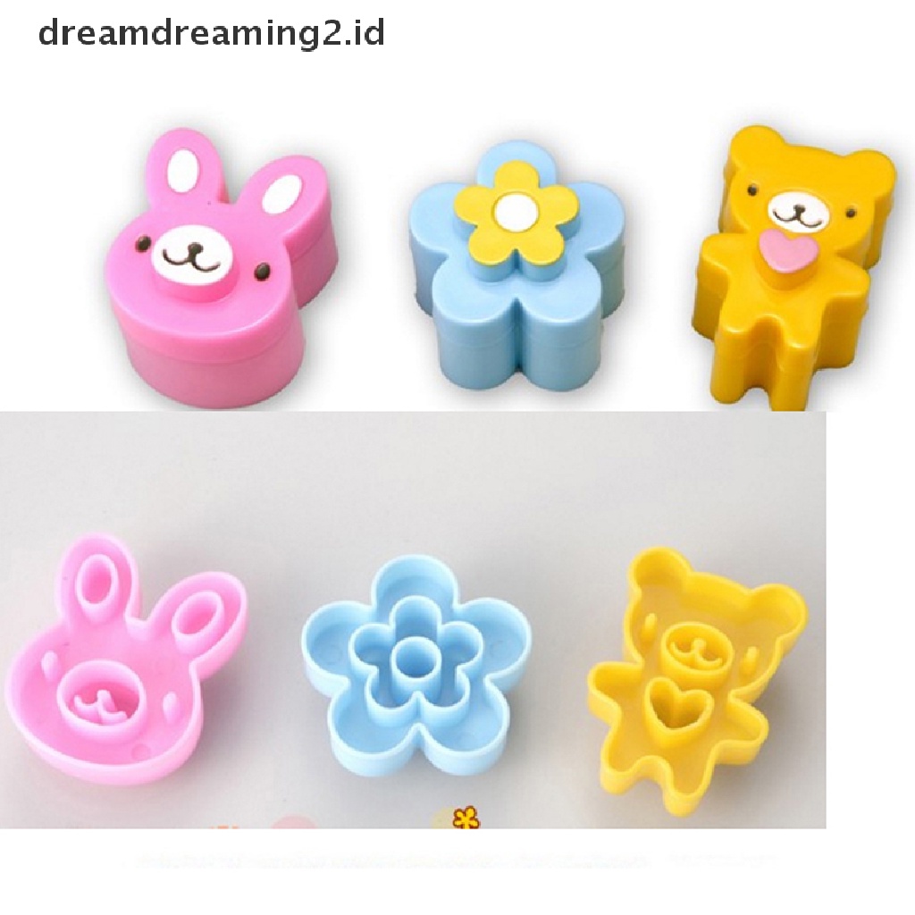 (hot) Cetakan Sandwich Lucu Rabbit Flower Bear Shaped Bread CakeBiscuit Alat Emboss//