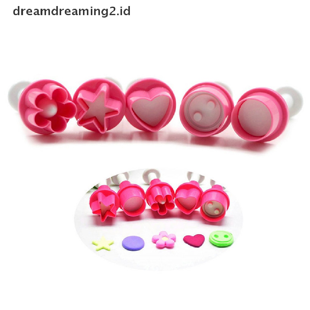 (hot) 5pcs Cookie Cutter Cetakan Kue Bintang Kancing Plum Hati Biskuit Fondant Stamp Mold//