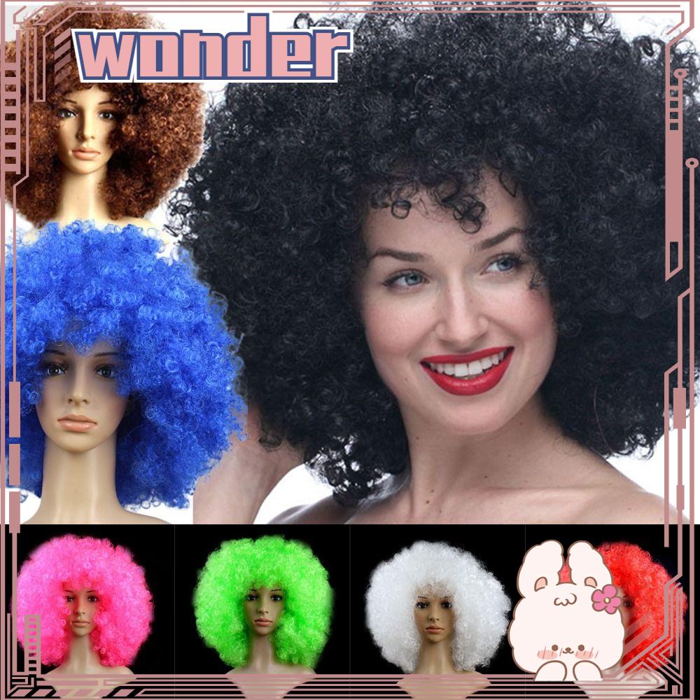 Wonder Black Afro Curly Wig Halloween Berbagai Badut Berwarna Cosplay Karnaval Pesta Properti Rambut Keriting