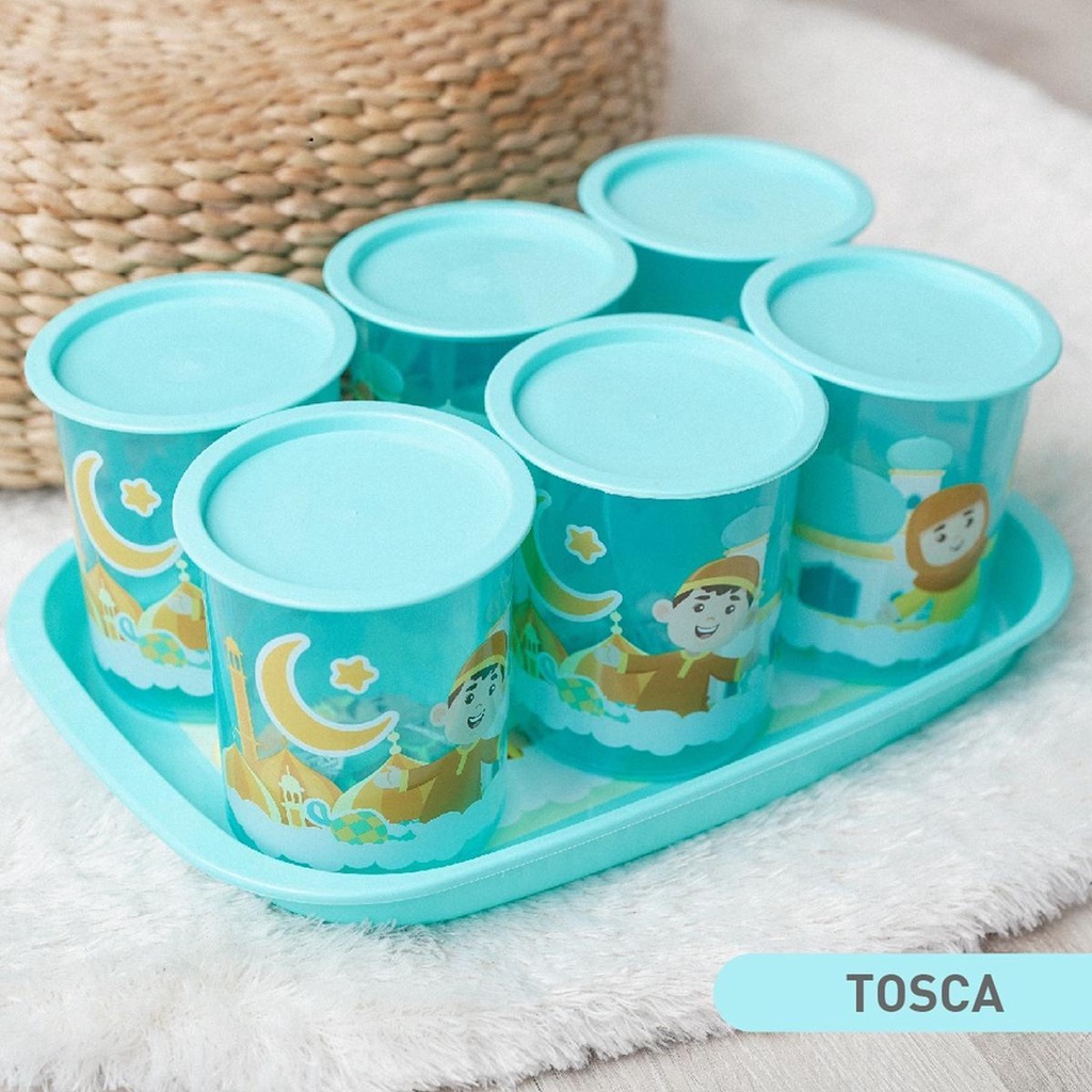 Toples Tobaki Calista Lebaran isi 6pcs Toples plus Nampan / Toples Set Nampan 7 in 1 Plastik / Tempat Wadah Kue Lebaran plus Nampan