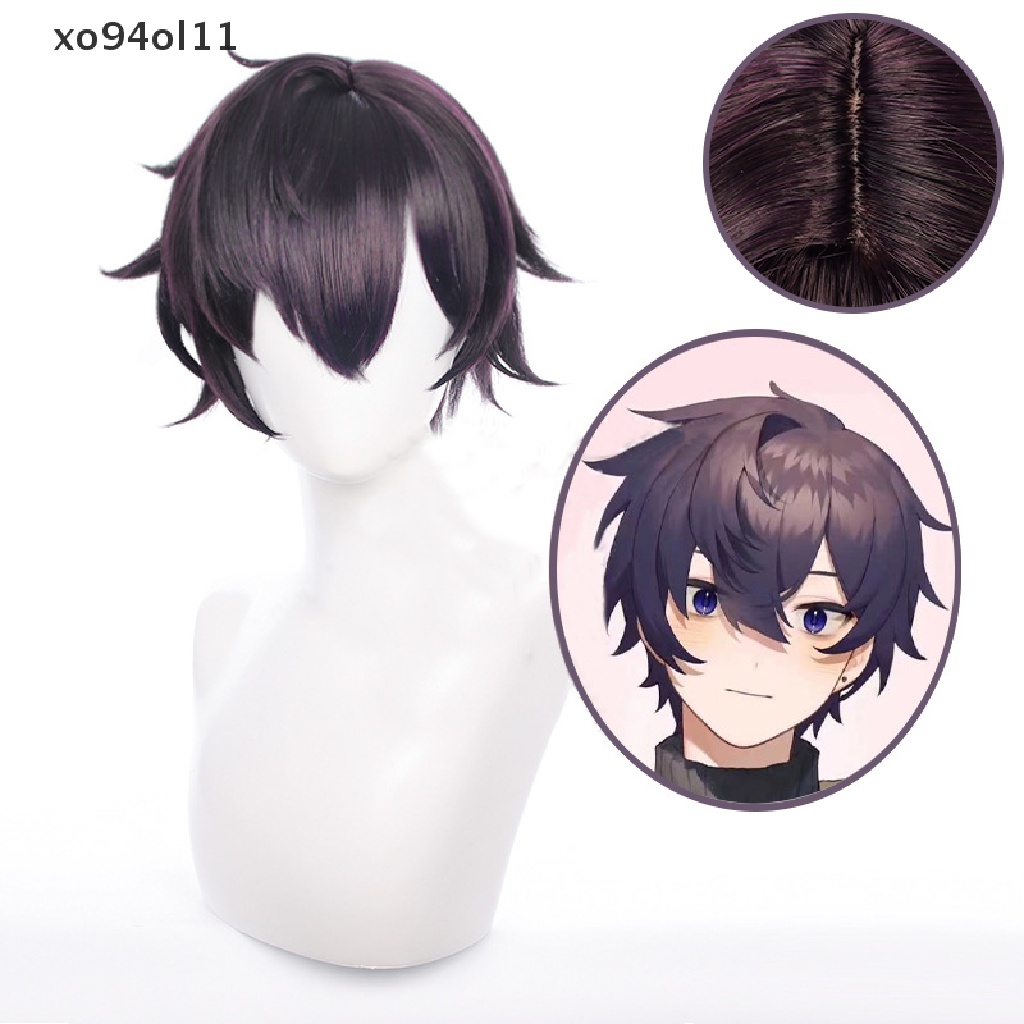 Wig Cosplay XO Vtuber Shoto Ungu Hitam Pendek Tahan Panas Rambut Sintetis Anime Halloween Pesta Wig OL