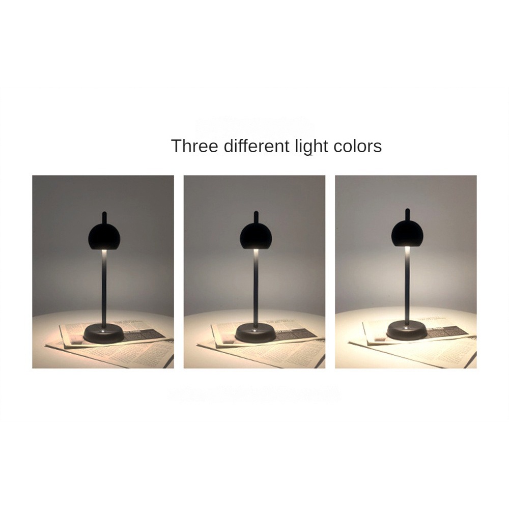 Lampu Meja Bundar LED, Kepala Besi Tanpa Kabel Sensor Sentuh Lampu Meja Pelindung Mata Tiga Gigi Peredupan Dekorasi Kamar Tidur