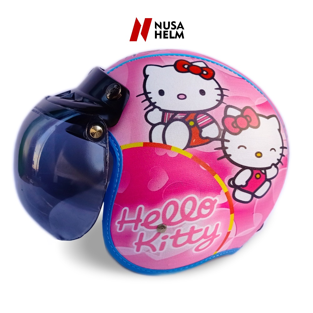 Helm Bogo Anak Pilot Garis Usia 6-10 Tahun Karakter Hello Kitty Kecil Ringan