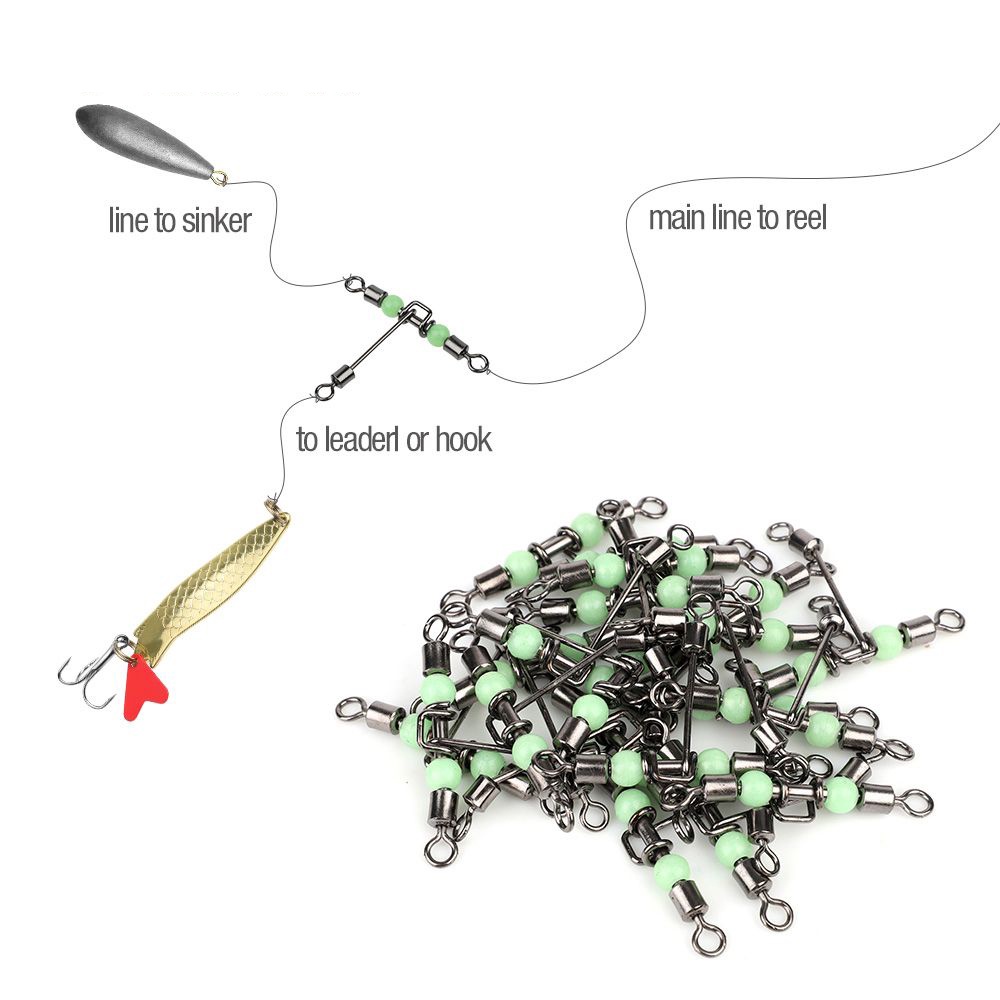 10pcs Neon Memancing Putar Konektor 3-Way T-Shaped Cross Line Fish Hook Umpan Garis Konektor Outdoor Malam Memancing Bercahaya Aksesoris Alat Pancing