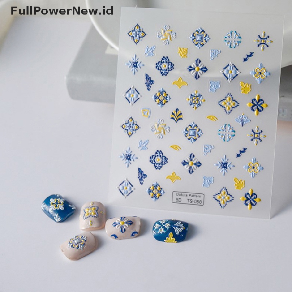 Power 1lembar Retro Nail Foils Transfer Stiker Decals Bohemia Bunga Etnik Nail Art ID
