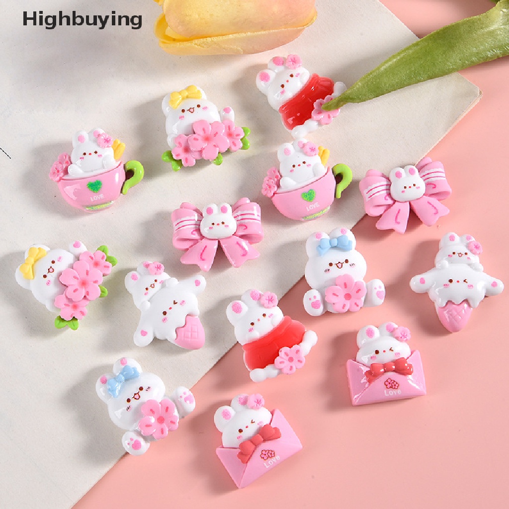 Hbid 5pcs Baru Lucu Kawaii Resin Mini Kartun Pink Cherry Blossom Datar Kembali Cabochon Glory