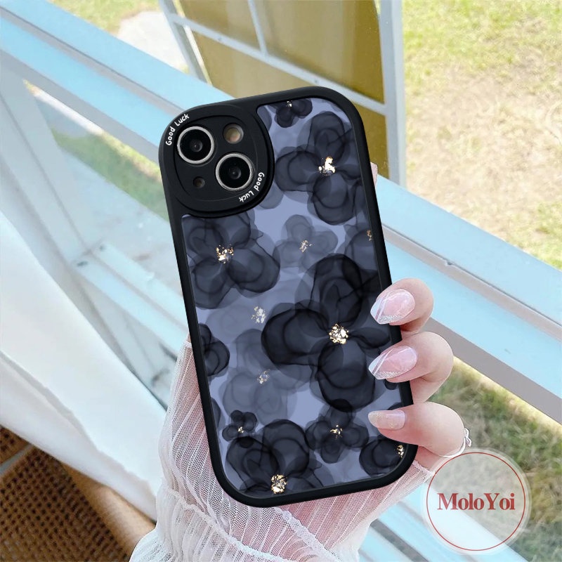 IPHONE Casing Ponsel Kompatibel Untuk Iphone11 14 13 12 Pro Max 7Plus 8Plus XR X XS Max 6 6s 7 8 plus SE 2020 Soft Tpu Mewah Vintage Floral Retro Flower Shockproof Back Cover