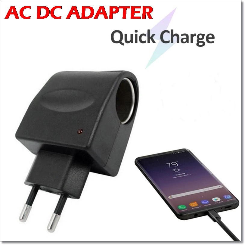 Kepala Adaptor Colokan Mobil 12V DC Car Power Adapter Car Cigarette Lighter 220V AC To Socket Converter Home Auto EU