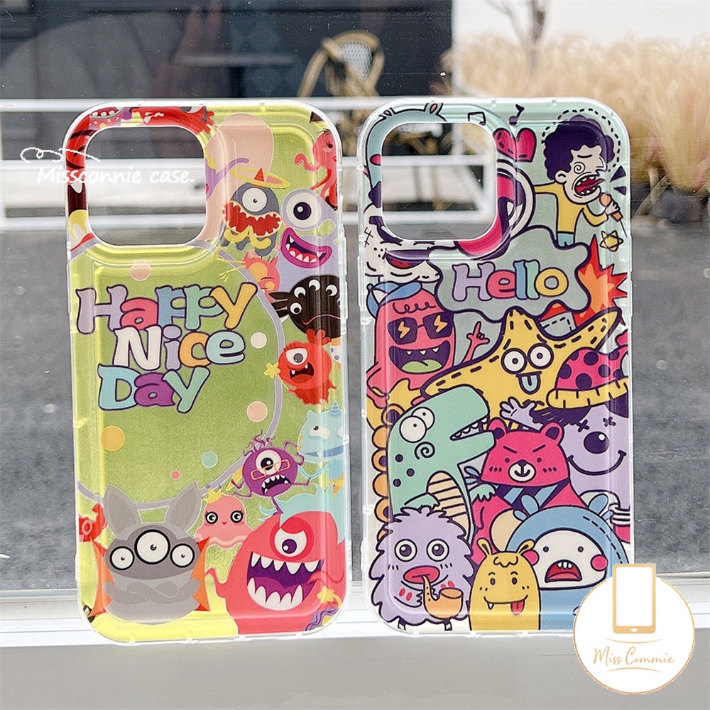 IPHONE Casing Ponsel Kartun Lovely Toy Story Kompatibel Untuk Iphone11Xr 7Plus 14 13 12 Pro MAX 6 6S Plus X XS MAX Monster Kecil Yang Lucu Shockproof Airbag Cases Soft Cover