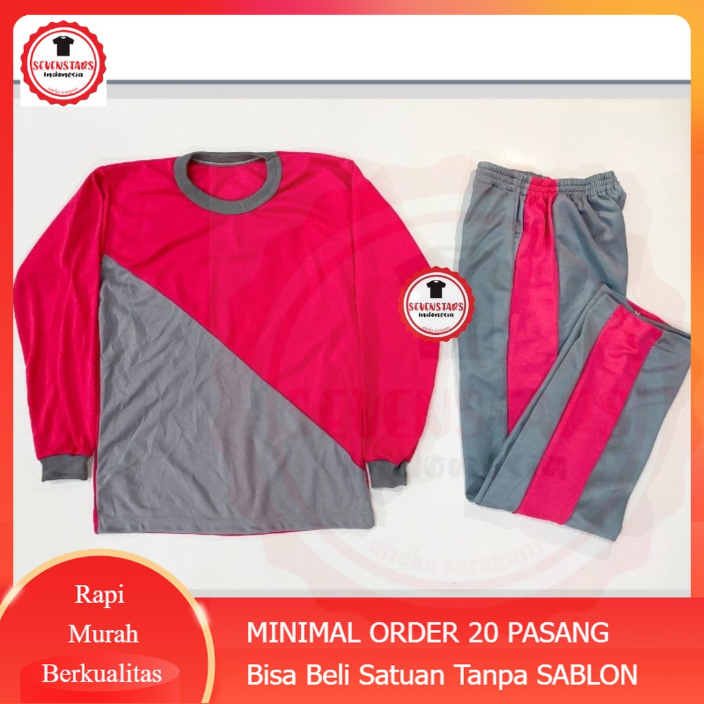 Kostum Olahraga SD Lengan Panjang - Celana Panjang BAHAN KAOS BTM tebal I CELANA LOTTO