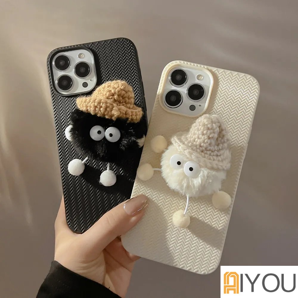 IPHONE Cute 3D Plush Briket Boneka Sweater Tekstur Casing Ponsel Untuk Iphone14 12 13 11 Pro ProMax Plus X XR Xsmax Shockproof Soft Cover