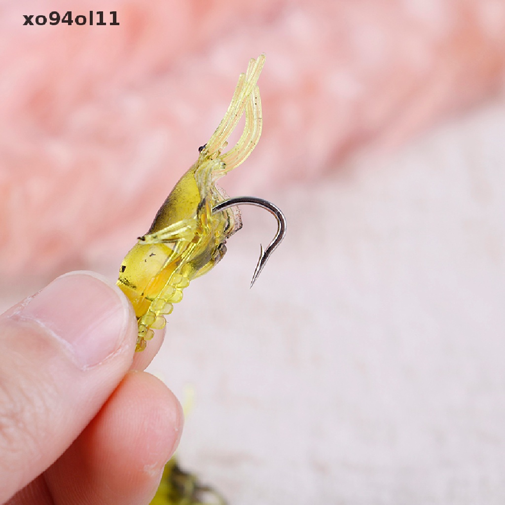 Xo Lot 10Pcs Simulasi Udang Lembut Umpan Udang Kait Tackle Bass Fishing Lures  Ol