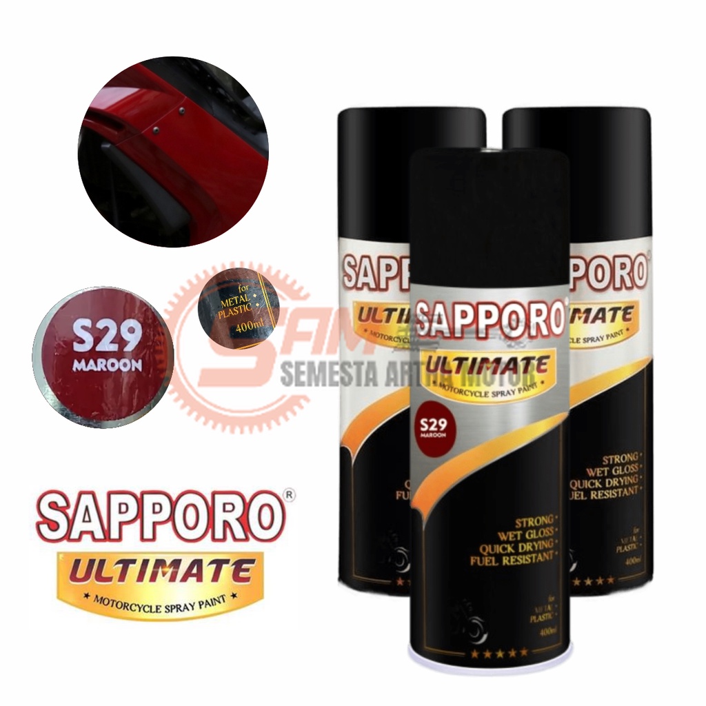 

Pilox Sapporo Ultimate Maroon S29 Cat Semprot Merah Pilok Metal Plastik Aerosol Spray