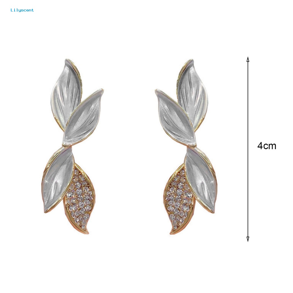 Lilyscent 1pasang Anting High-end Aksesoris Kostum Ringan Tahan Lama Ear Studs Leaves Shape