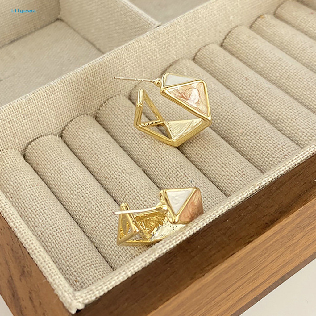 Lilyscent 1pasang Anting Wanita Elektroplating Untuk Tahun Baru Cina Belah Ketupat Menjuntai Anting Fashion Perhiasan Geometris