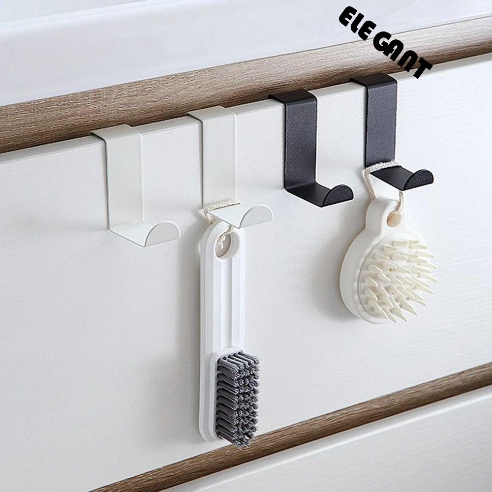 [Elegan] Hook 2Pcs Multifungsi Untuk Organizer Belakang Pintu Kamar Mandi Dapur Bebas Pukulan Gantungan Baju Rumah