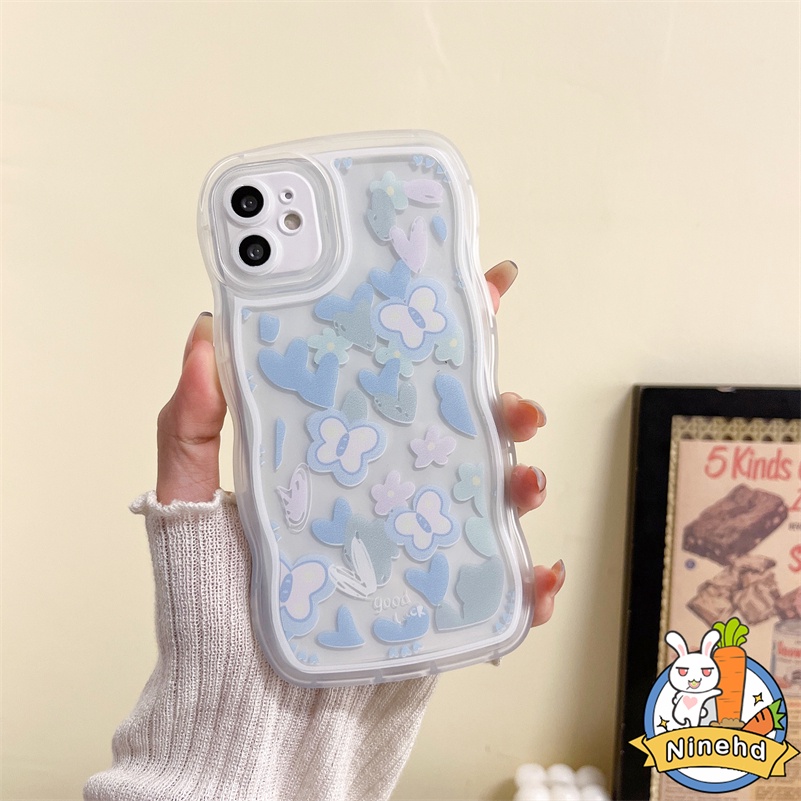 Huawei Y9 Prime 2019 Nova 7i Nova 9 7 SE Pro Nova Y90 Y70 Plus 5T 4e 3i 3e Y7A Y9s P30 Lite Honor 8X Motif Kupu-Kupu Cantik Transparan Shockproof Soft Wavy Edge Soft Phone Case Lembut