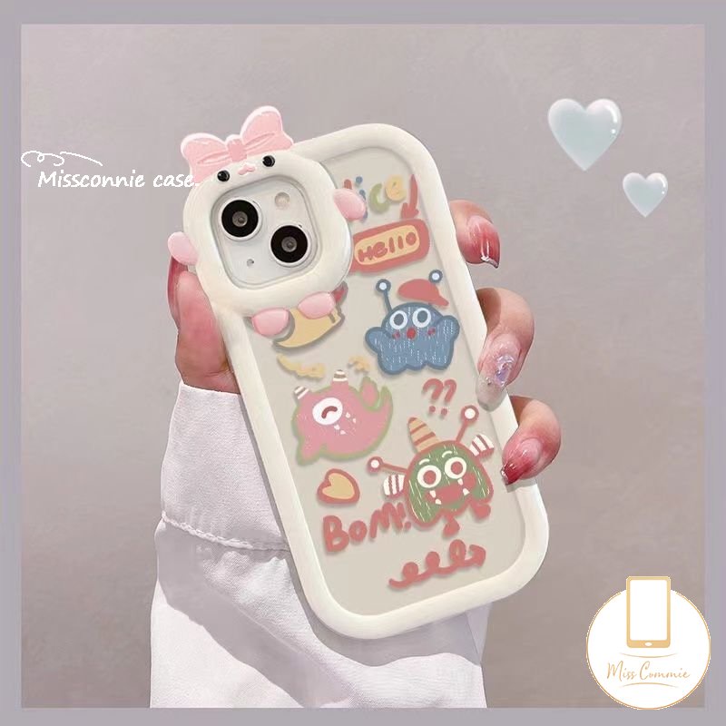 Casing Lensa Little Monster Ikatan Simpul 3D Redmi 10a1 9 10C 10A 9T A1+9C 9A Note 10s 11s 11 Pro+8 9 10 Pro POCO X3 Pro NFC M3 Mi 11 Lite Cute Monster Kecil Dinosaurus Lembut Sarung