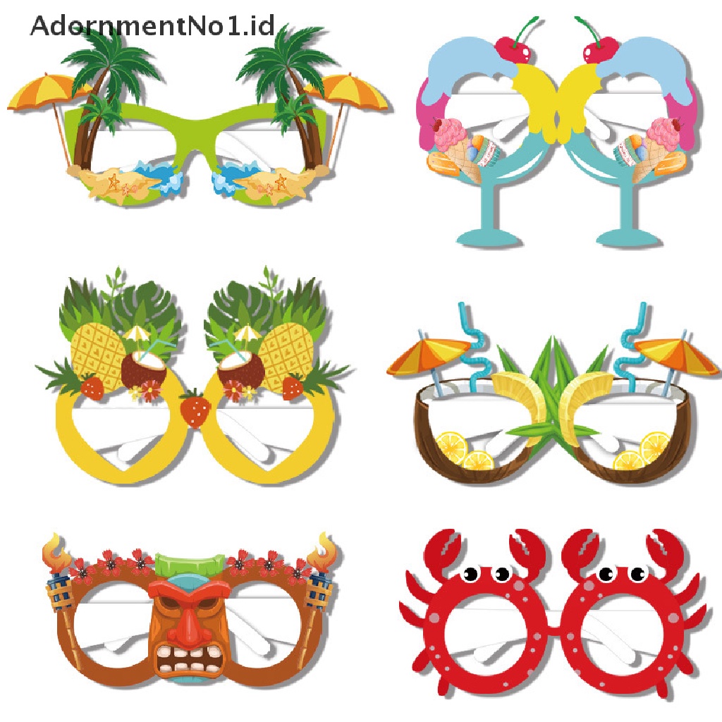 [AdornmentNo1] 6pcs Kacamata Hitam Pesta Hawai Flamingo Tropical Pool Beach Party Decoration [ID]