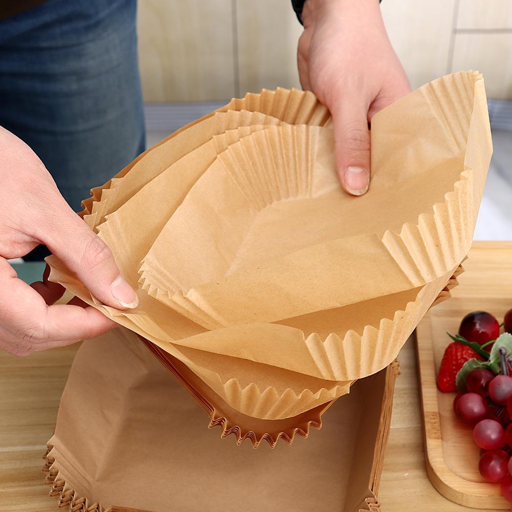Populer 20pcs/50pcs /100pcs Air Fryer Liners Menebal Bahkan Pemanasan Silikon Minyak Panggang Microwave