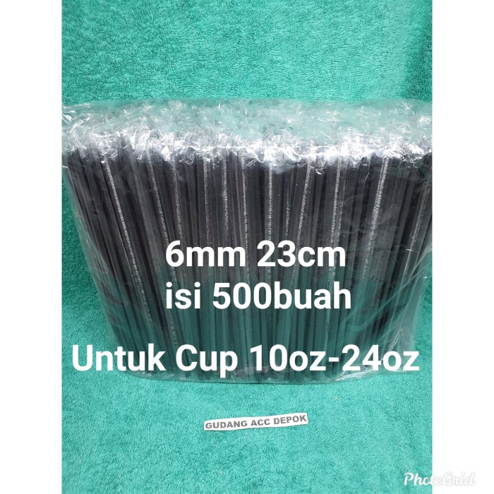 Terlaris Sedotan 6Mm 23Cm Hitam Bungkus Plastik Steril Sedotan Buble Kecil Jus