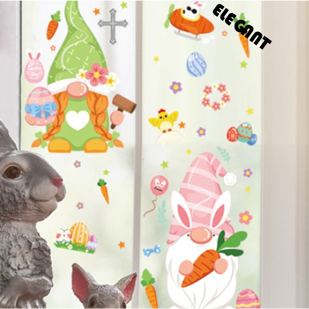 [Elegan] Electrostatic Sticker Self-adhesive Removable Kartun Seni Mural Kamar Anak Dekorasi Stiker Untuk Rumah Pesta Paskah Selamat Jendela Stiker