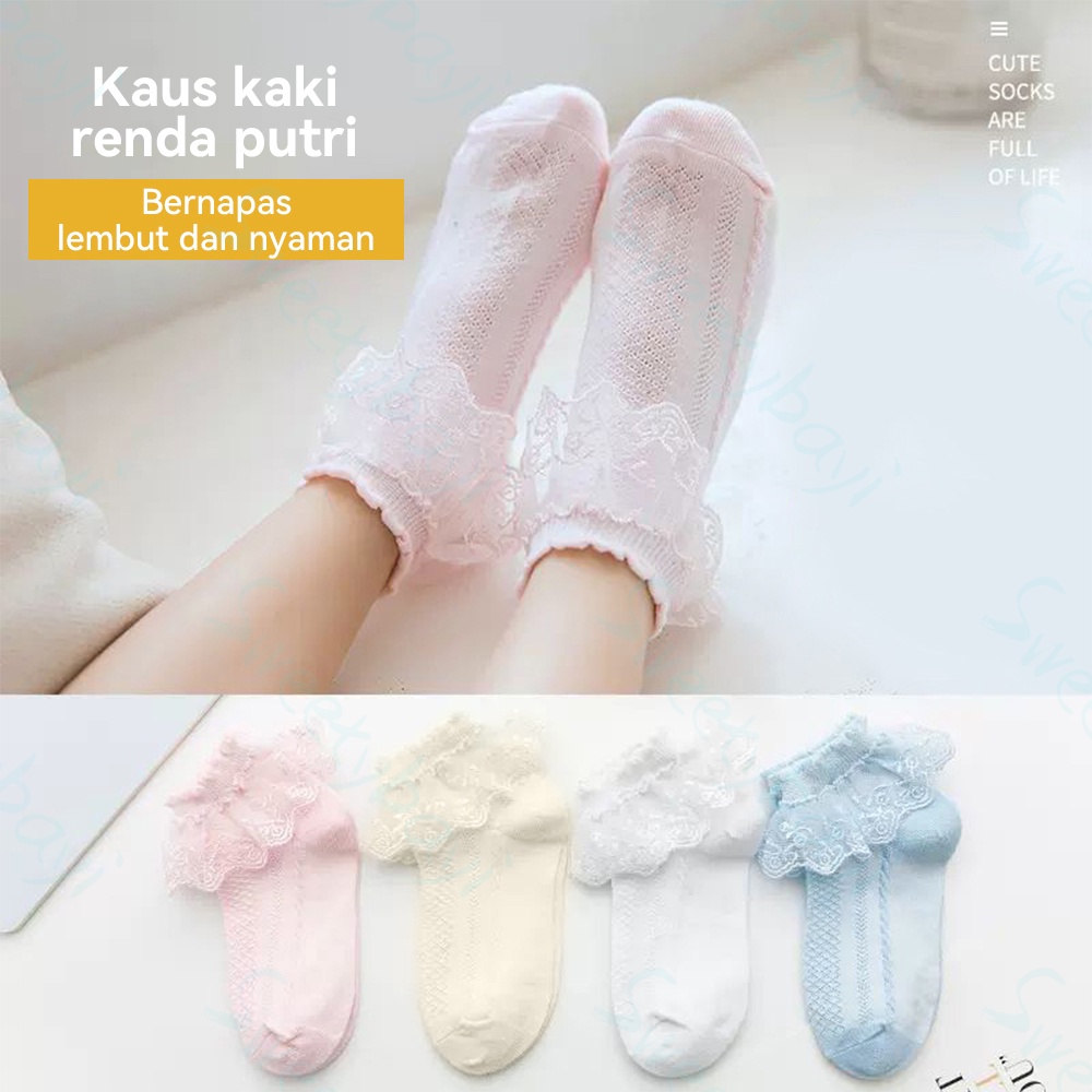 SweetyBayi Kaos kaki renda anak perempuan Kaos kaki pesta anak katun Kid socks