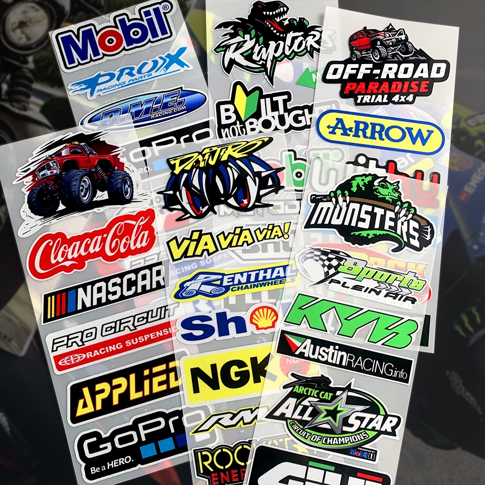 1set Stiker Reflektif Motor Peripheral Brand Monster KTM Mobil Go Pro Helm Motocross Decals Untuk YAMAHA Honda