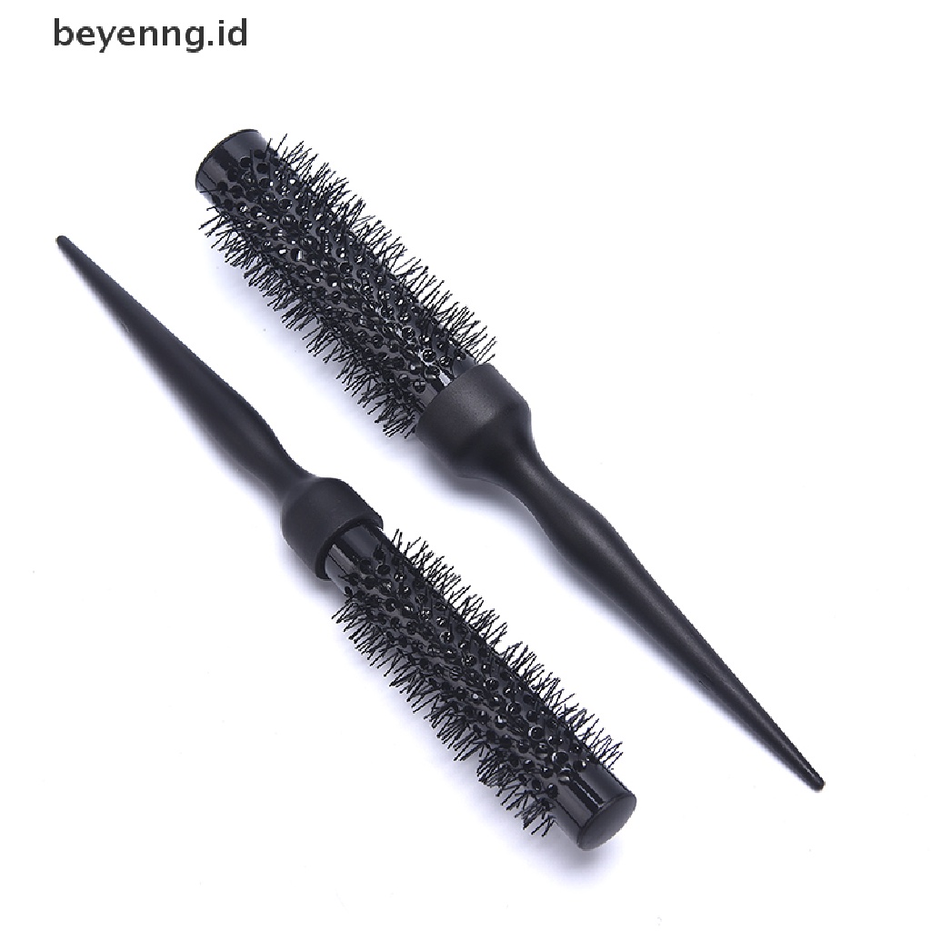 Beyen Sikat Rambut Roll Bulat Keriting Hitam Nylon Sisir Profesional Salon Barber Hairbrush ID