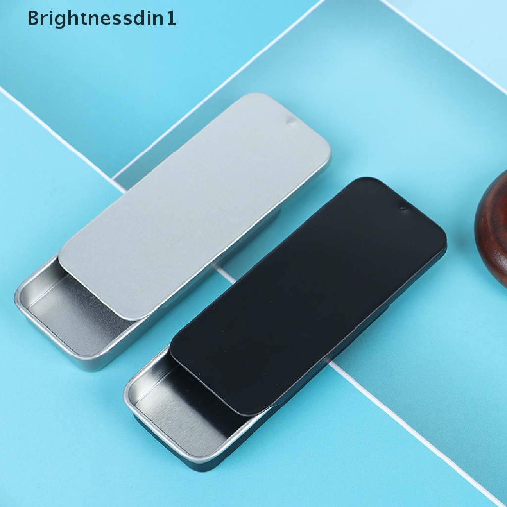 [Brightnessdin1] Kotak Kaleng Portable Mini Besi Slide Penutup Penyimpanan Perhiasan Pill Cases Wadah Bisa Butik