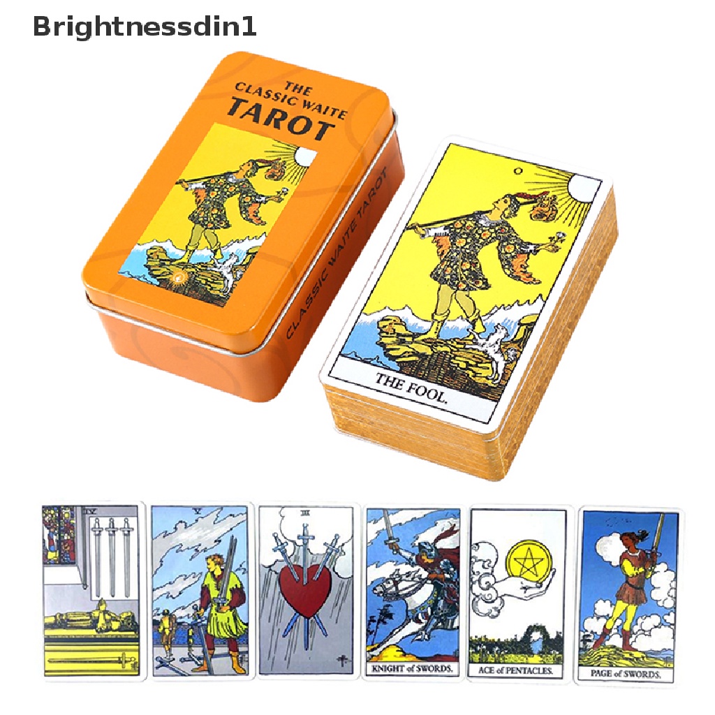 [Brightnessdin1] Kotak Besi Rider Waite Tarot Card Ramuan Ramalan Deck Party Game w/Manual Boutique