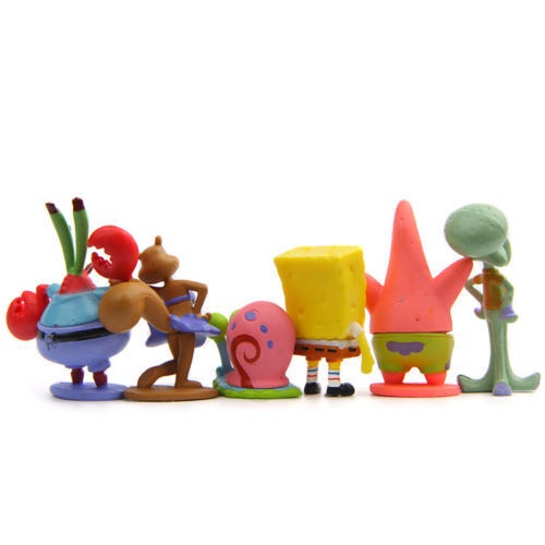 10pcs/8pcs/6pcs Set SpongeBob Squarepants Figure Patrick Star Figurine Boneka Mainan Topper Kue