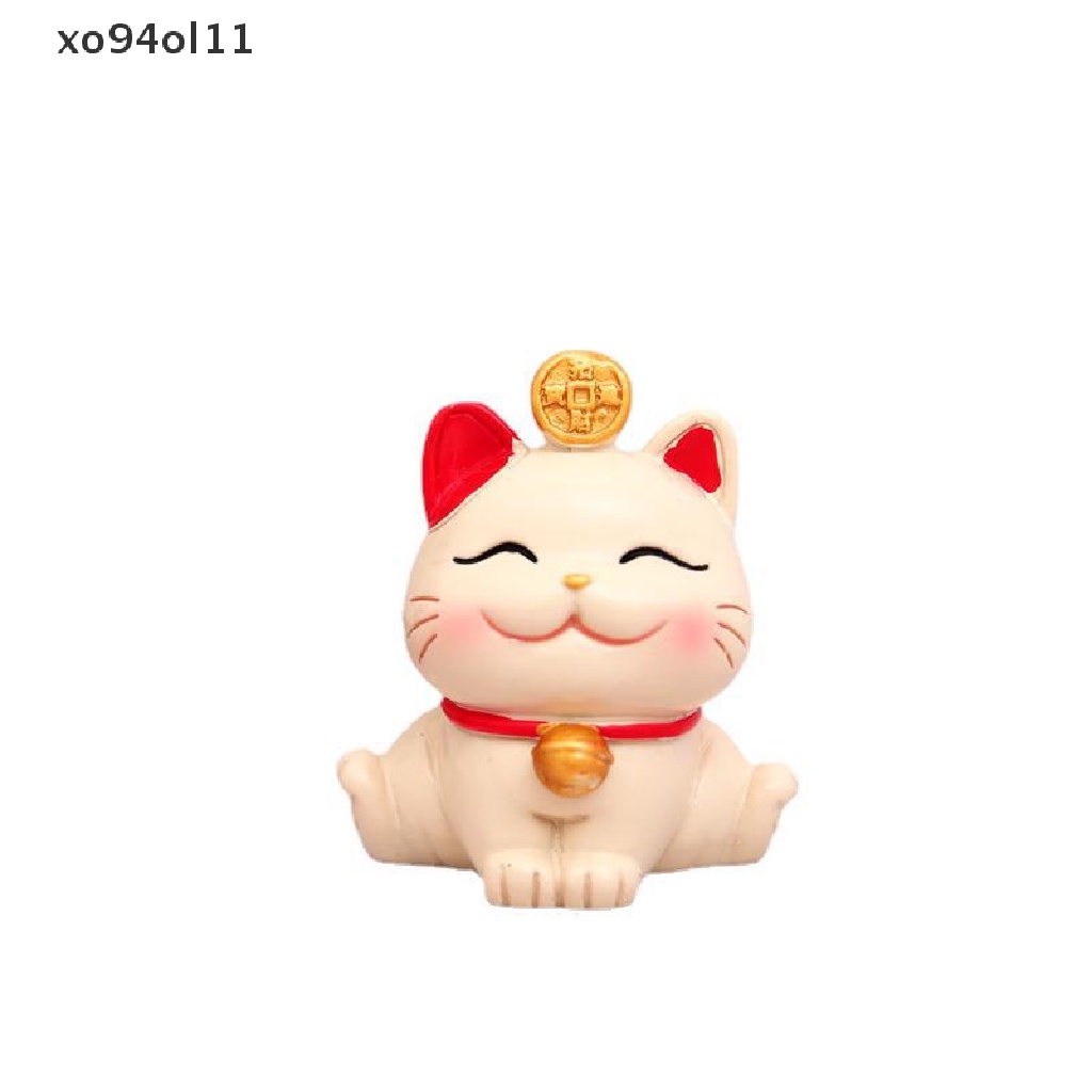 Xo Lucky Cute Kawaii Cat Figurine Kekayaan Fortune Patung Gaming Kantor Meja Desk Ornamen Mobil Hadiah Dekorasi Imlek OL