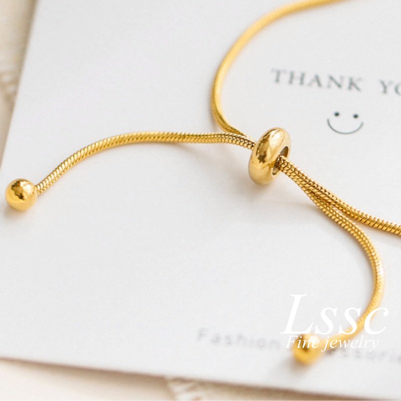 Gelang Kaki Titanium Anti Karat Serut Keberuntungan Emas 18K Cantik Korea Aksesoris Wanita Perhiasan