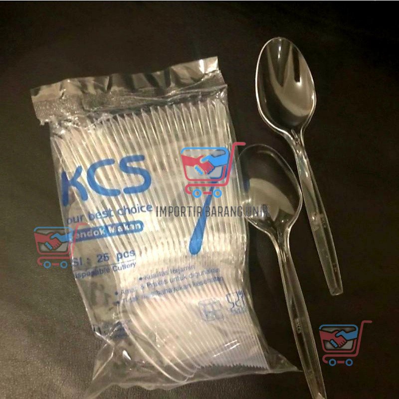 IMB -C409-1 Pack Sendok Plastik -Sendok Makan Plastik Bening - Sendok Plastik Bening Satuan