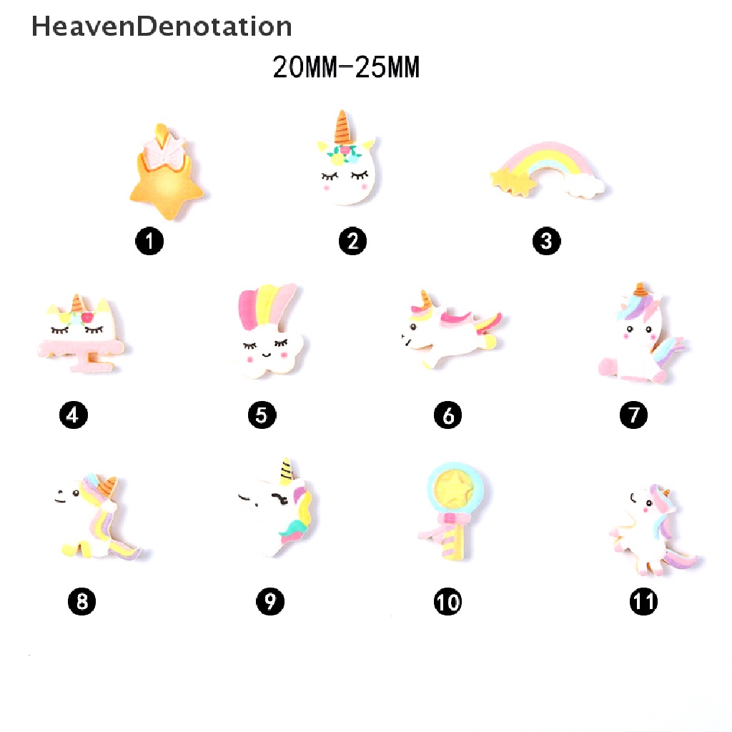 [HeavenDenotation] 10x Aksesoris resin Hujan Peri unicorn Kartun Lucu Pusat Aksesoris HDV