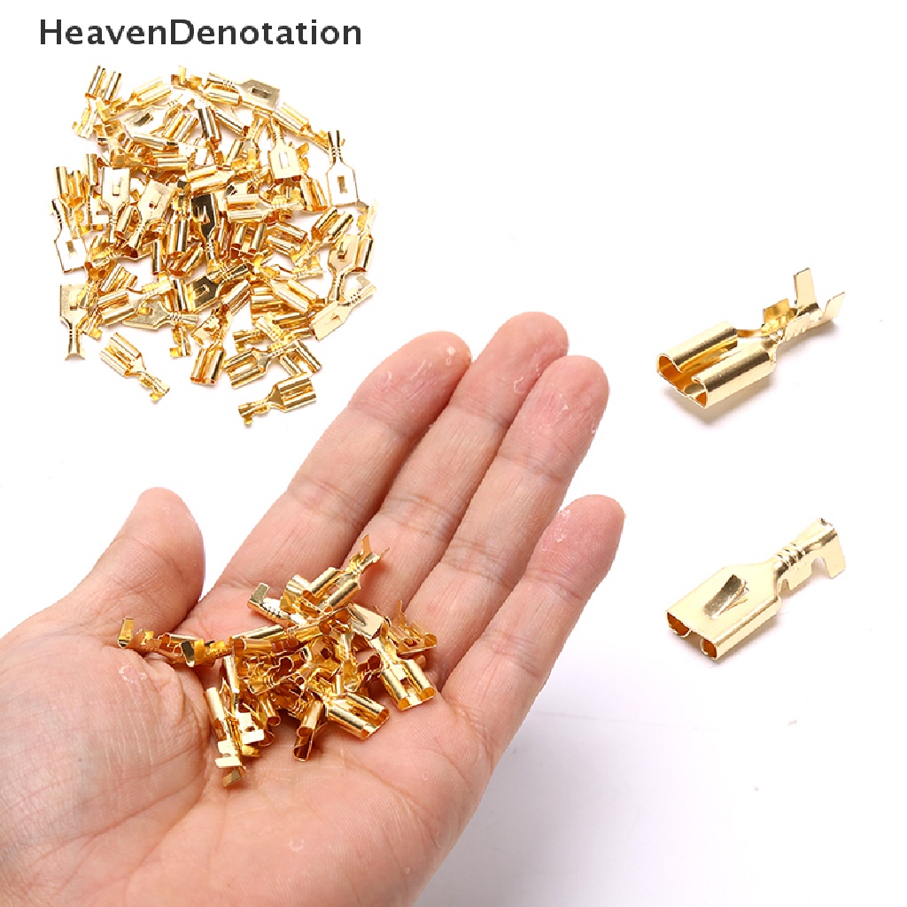 [HeavenDenotation] 50pcs 6.3 Crimp Terminal Konektor Spade Pria Wanita Terminal Crimping HDV