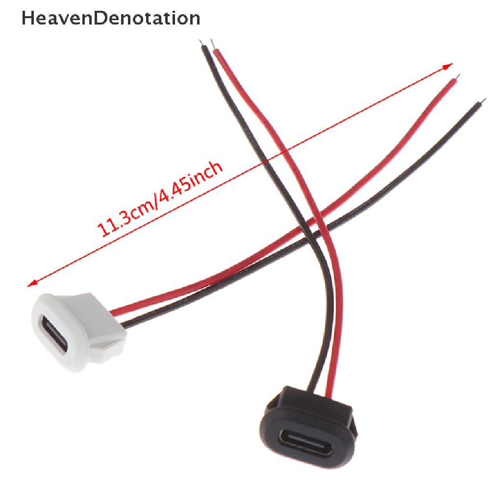 [HeavenDenotation] 2pin USB-C TypeC Konektor USB Tahan Air Kompresi Langsung Base Female Soket Antarmuka Pengisian Dengan Kawat Las Soket Tahan Air HDV