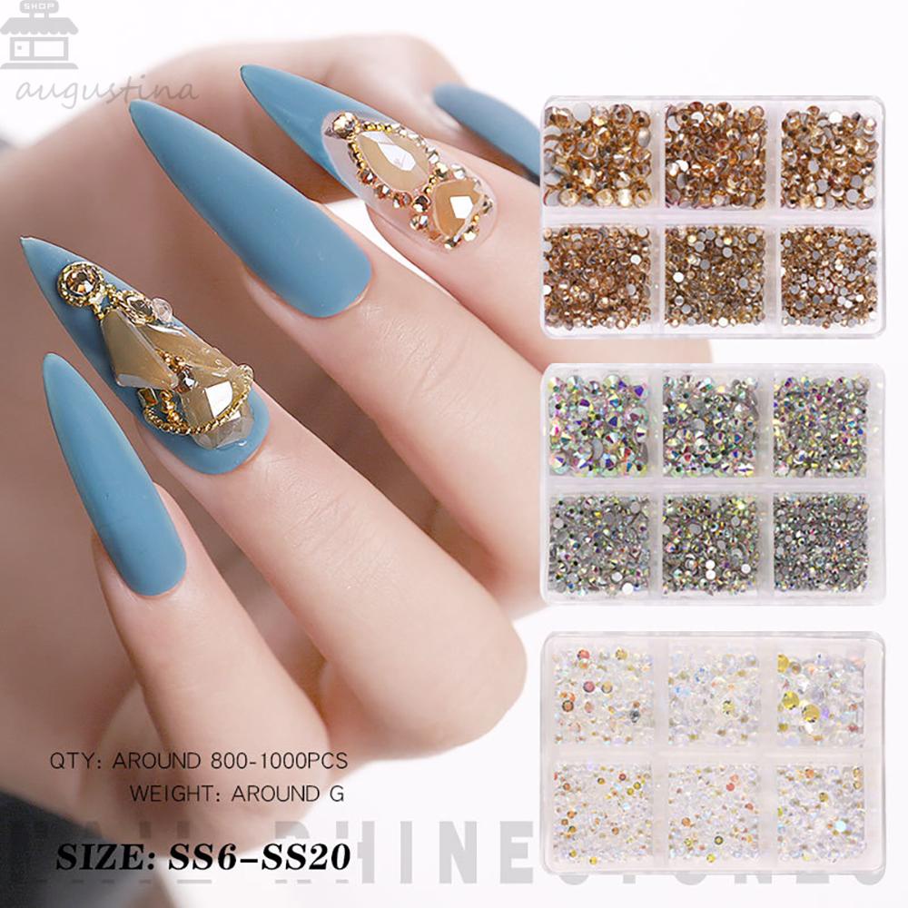 Dekorasi Nail Art Agustina Pesona Champagne Shiny Manicure Jewelry