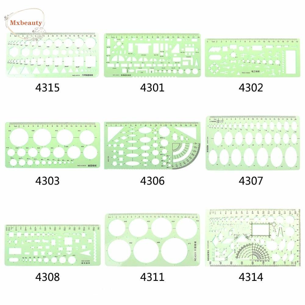 Mxbeauty Penggaris Template Siswa Lingkaran Plastik Stensil Oval Hijau Penggaris Geometris