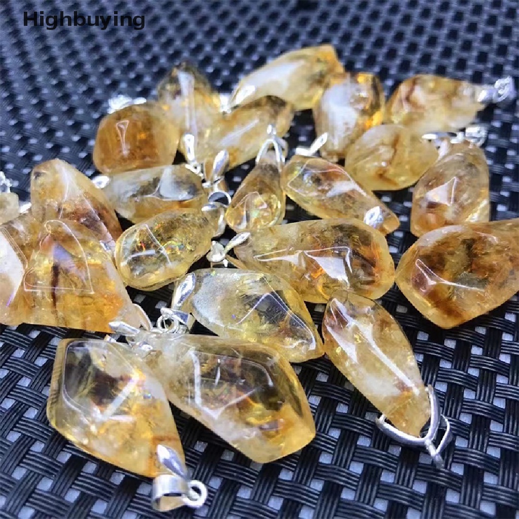 Hbid Natural Brazil Citrine Charm Liontin Penyembuhan Kristal Batu Enegry Perhiasan DIY Glory