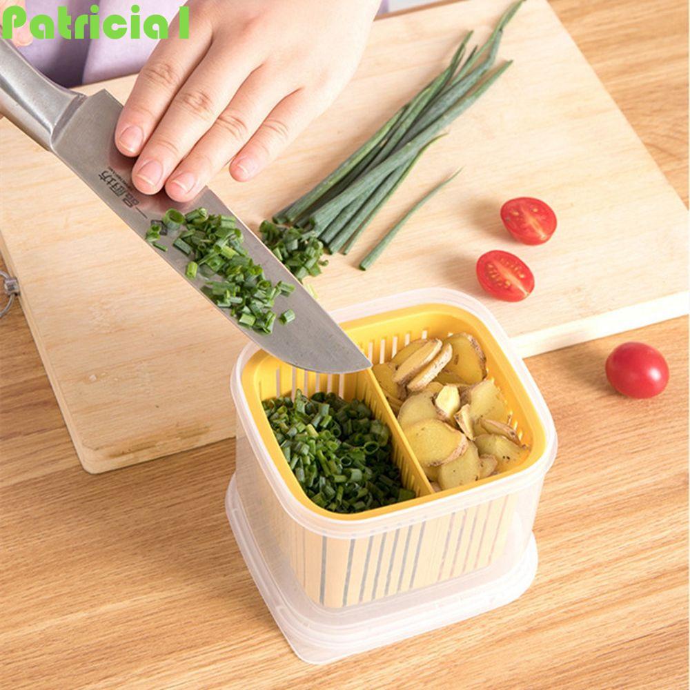 Patricia1 Fresh-Keeping Box Transparan Dengan Filter Jahe Bawang Putih Onion Kotak Penyimpanan Disegel Dapur Gadget Drain Basket