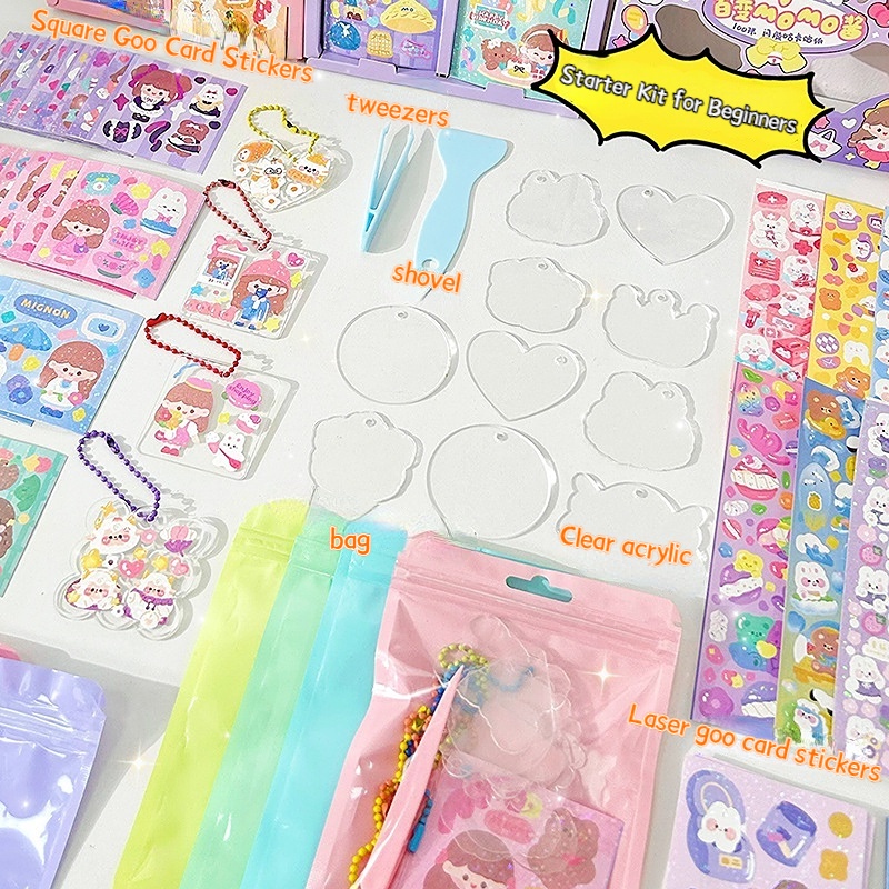 23 /58 /124/148pcs Kawaii Goo Card Set PET Tahan Air DIY Stiker Tidak Berulang Untuk Jurnal Scrapbook Tangan Akun Dekorasi Stiker Alat Bahan