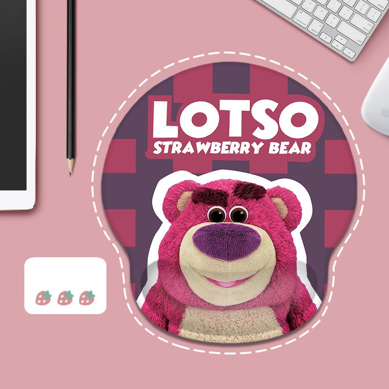 Seri Warna Gelap Strawberry Bear Mouse Pad Silicon Wiring Mouse Pad Silicon Turbus Type INS Anti -Schiping Mouse Pad