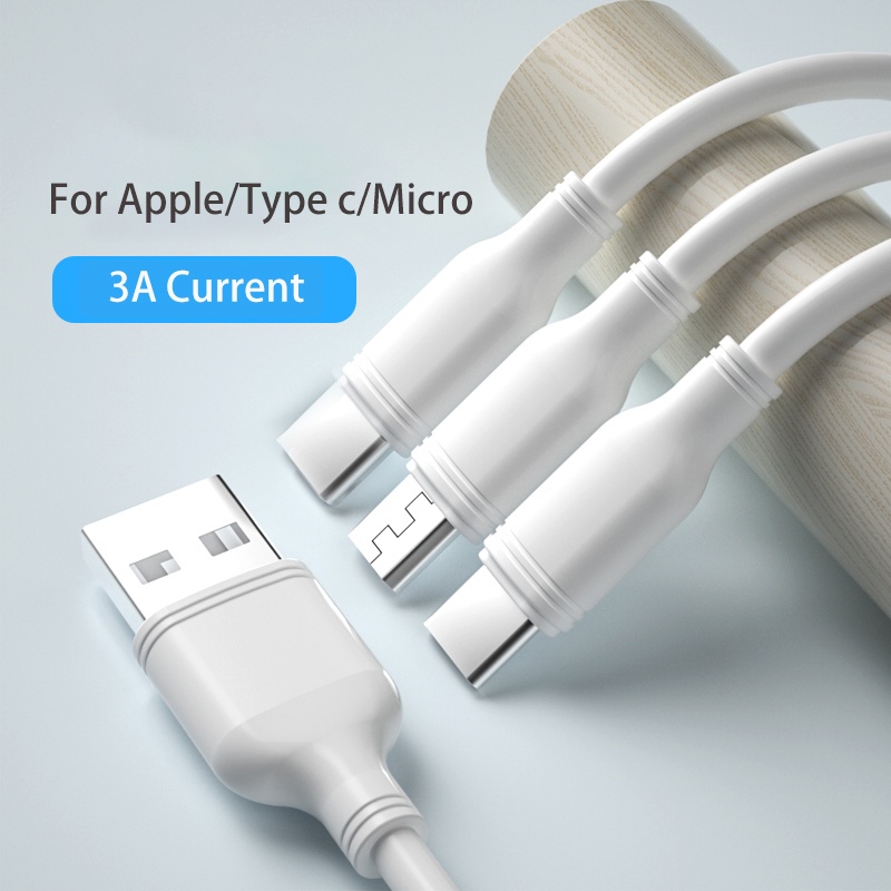 Kabel PVC Pengisian Cepat 3in1 Kabel USB Charging Universal Kabel USB Multifungsi Untuk iPhone Sumsang